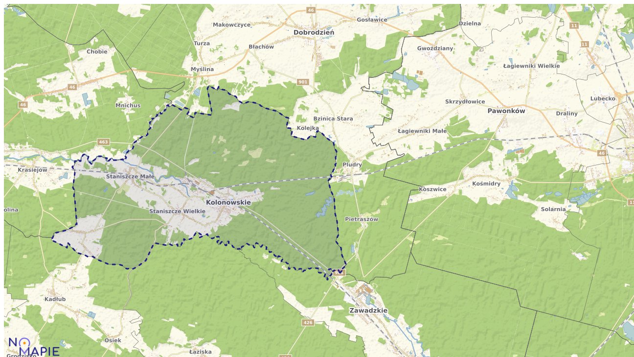Mapa obszarów ochrony przyrody Kolonowskiego