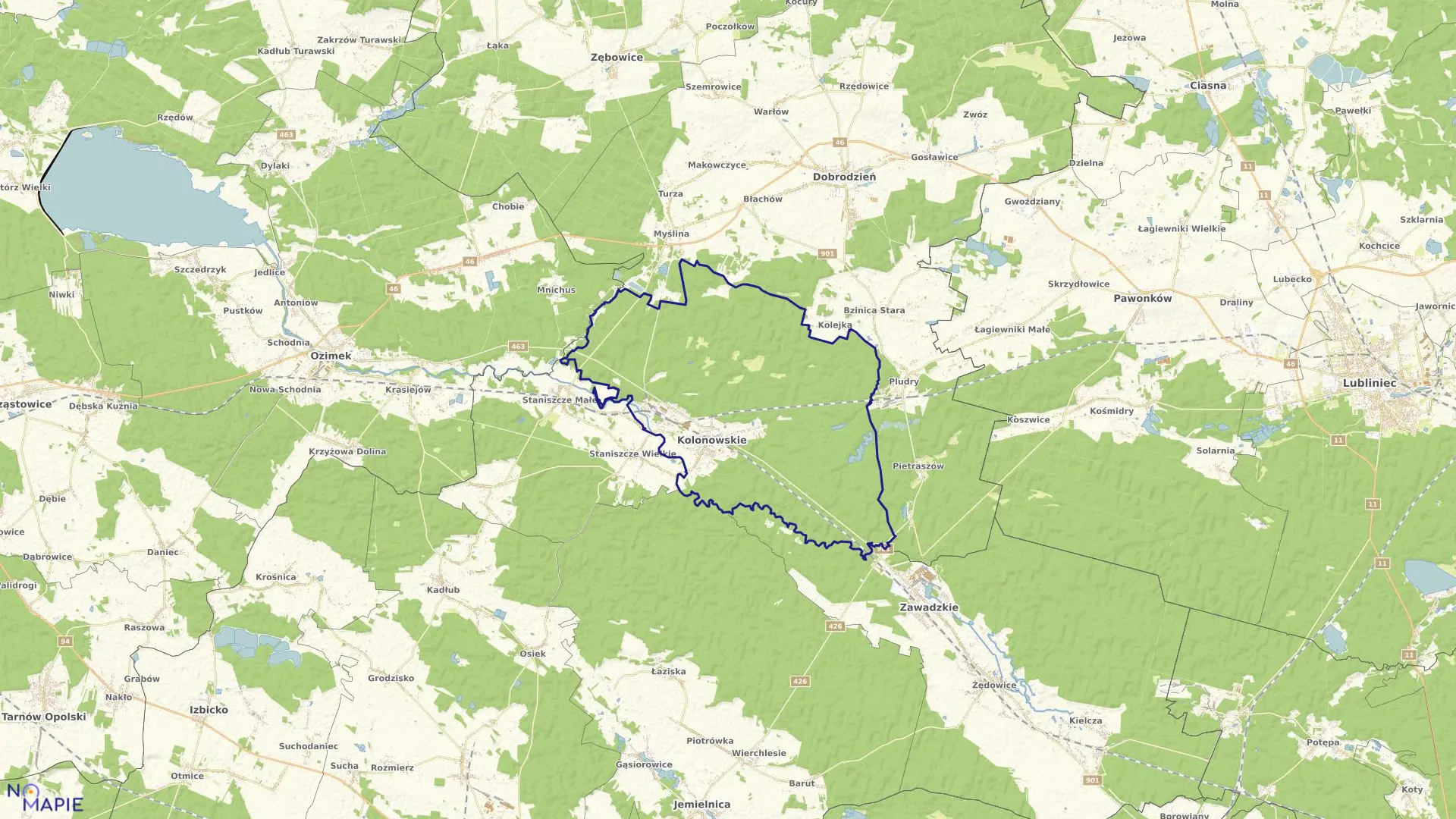 Mapa obrębu KOLONOWSKIE w gminie Kolonowskie